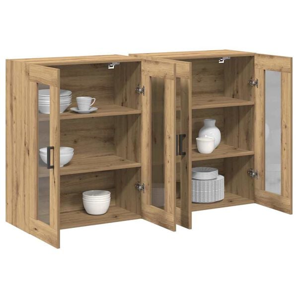 vidaXL Wall Cabinets 2 pcs Artisan Oak 27.36 x 13.39 x 35.43 in