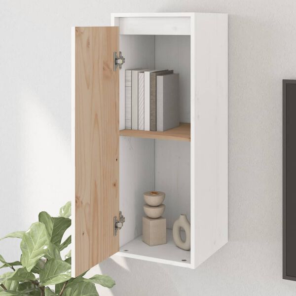 vidaXL Wall Cabinet Set of 2 White Solid pine wood Medium Wall Cabinet