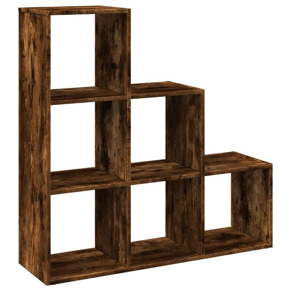 vidaXL Room Divider Bookcase Smoked oak Engineered wood 3-Tier