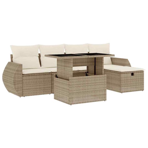 vidaXL Garden Sofa Set Beige, Cream White