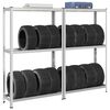 vidaXL 2-Layer Tyre Shelves 2 pcs Silver 43.3x15.7x70.9" Steel&Engineered Wood