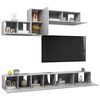 vidaXL TV Cabinet Set Set of 6 Concrete grey Engineered wood