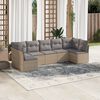 vidaXL Garden Sofa Set Beige Rattan, Light Gray Cushions
