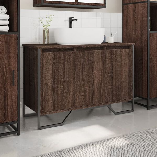 vidaXL Bathroom Sink Cabinet Brown Oak Engineered Wood