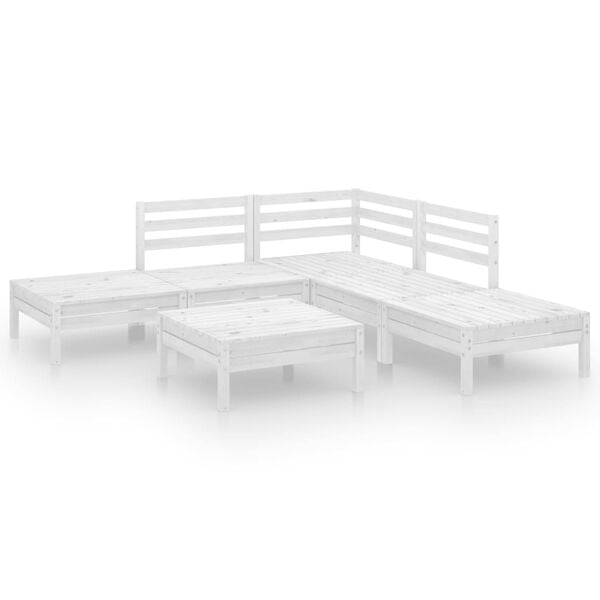 vidaXL Garden Lounge Set White Solid Pine Wood Medium Modular