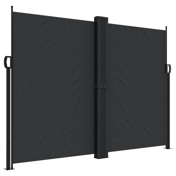 vidaXL Retractable Side Awning Black 100% polyester with a PU coating