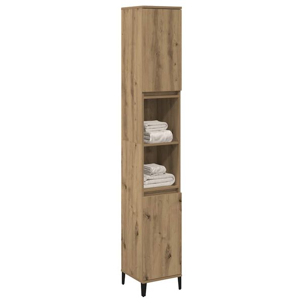 vidaXL Bathroom Cabinet Artisan Oak Engineered Wood, Iron Tall