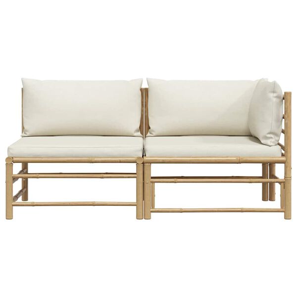 vidaXL Garden Lounge Set Cream White Bamboo Medium Modular