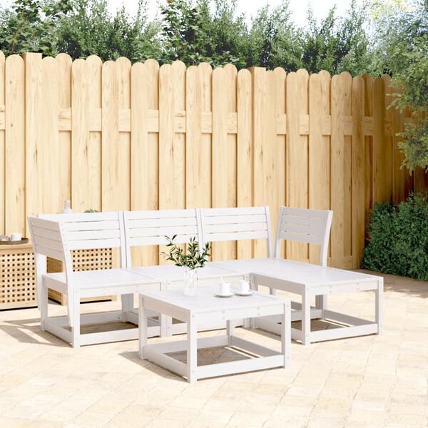 vidaXL Garden Lounge Set White Solid Pine Wood Medium Modular
