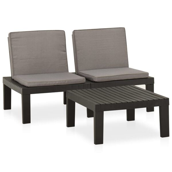 vidaXL Garden Lounge Set Grey Plastic Medium Durable Garden Lounge Set