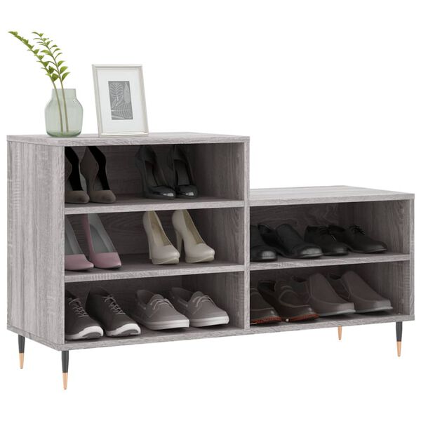 vidaXL Shoe Cabinet Grey Sonoma Engineered wood, Metal Standard