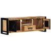 vidaXL TV Cabinet Black and Brown Solid rough mango wood, iron Medium