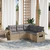 vidaXL Garden Sofa Set Beige Poly Rattan Large Foldable