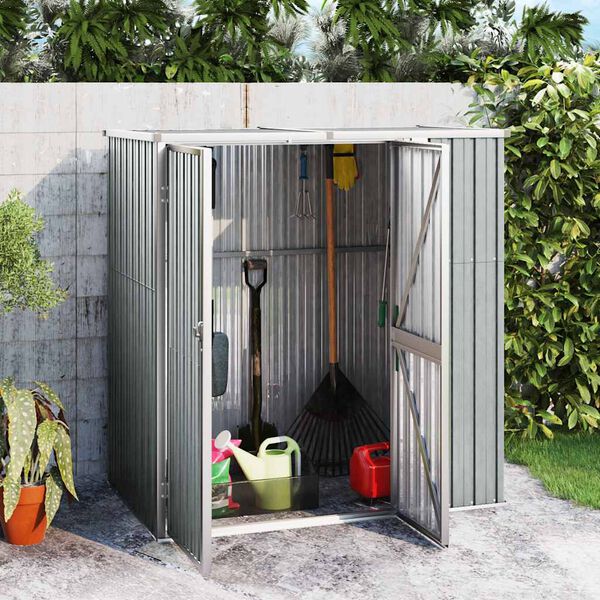 vidaXL Tool Shed Gray Galvanized steel, metal, plastic