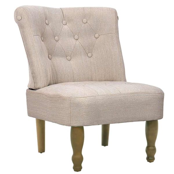 vidaXL Armchair Set of 2 Cream Polyester, Solid wood Medium