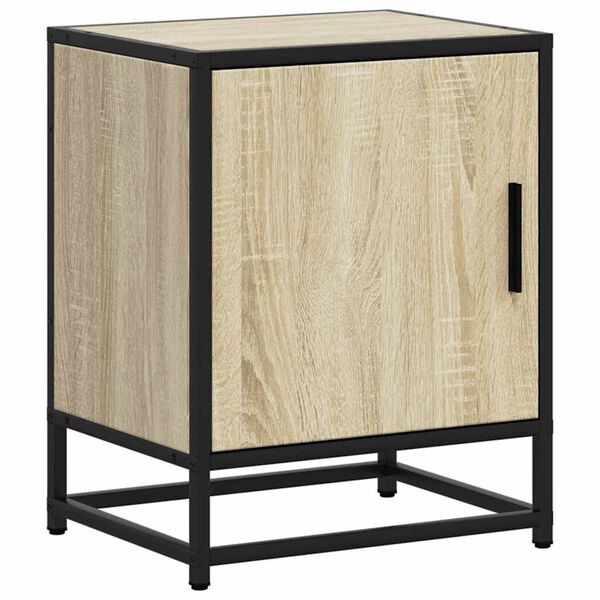 vidaXL Bedside Cabinet Sonoma Oak Engineered Wood, Metal Standard
