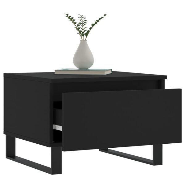vidaXL Coffee Table Set of 2 Black Engineered wood, metal Medium
