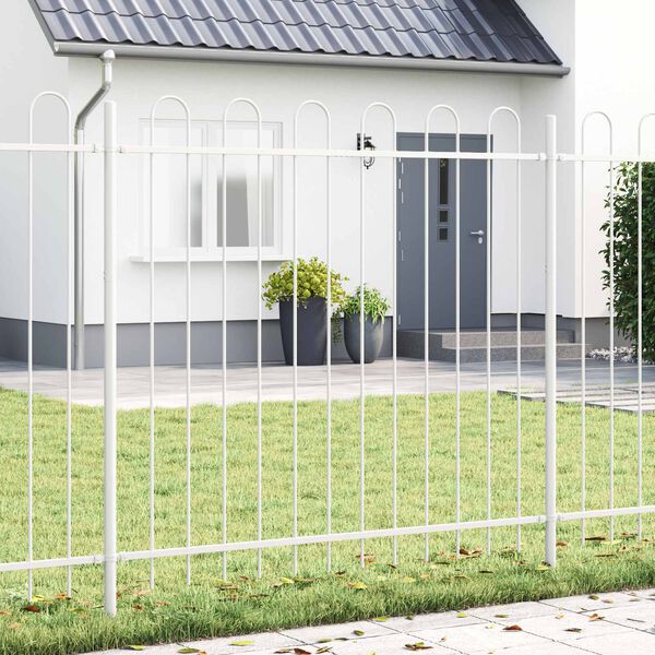 vidaXL Garden Fence 3 pcs Grey 16.73 x 1.97 ft Powder-coated Steel