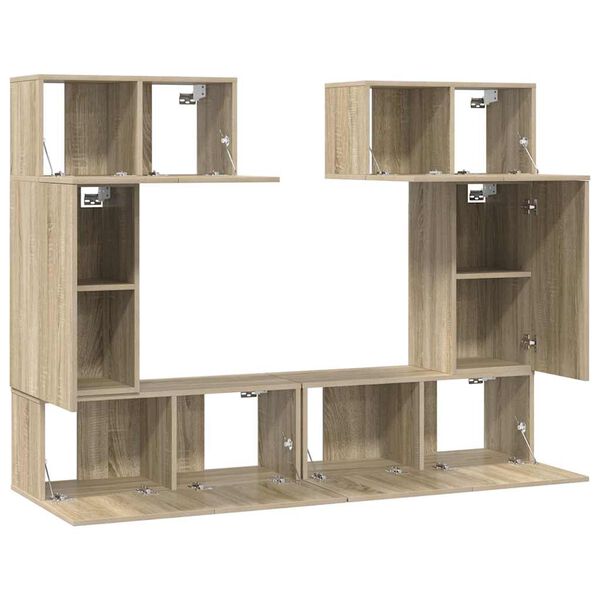 vidaXL TV Cabinet Set Set of 6 Sonoma Oak Engineered Wood Large