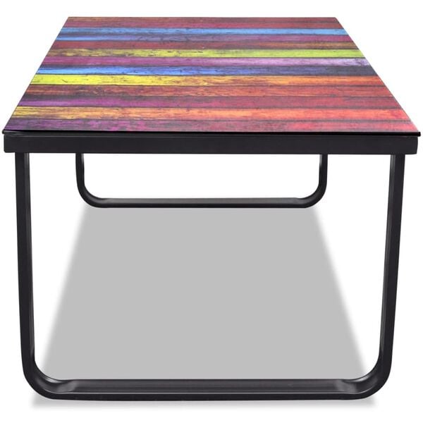 vidaXL Coffee Table Rainbow print on top with black frame
