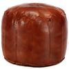 vidaXL Pouffe Tan Genuine Goat Leather 15.7x13.8 in Pouffe Round