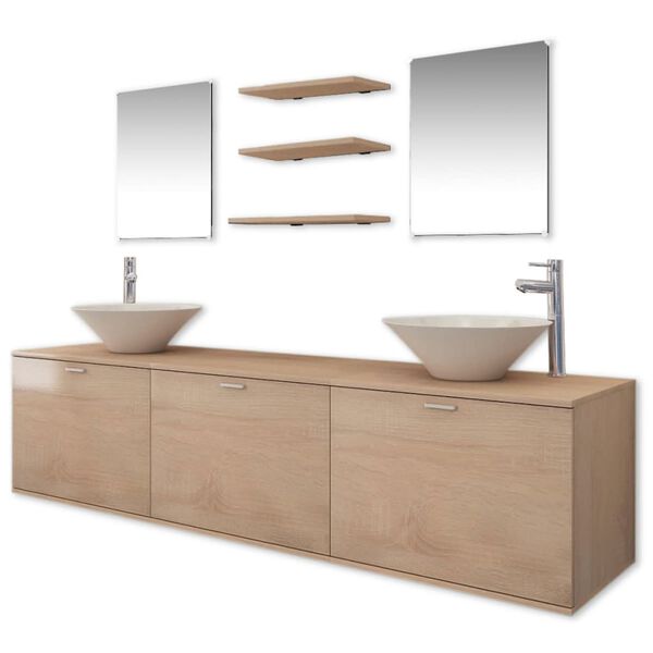 vidaXL Bathroom Cabinet Beige Engineered wood Large Bathroom Cabinet