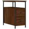 vidaXL Bedside Cabinet Set of 2 Brown Oak Engineered Wood, Iron Compact