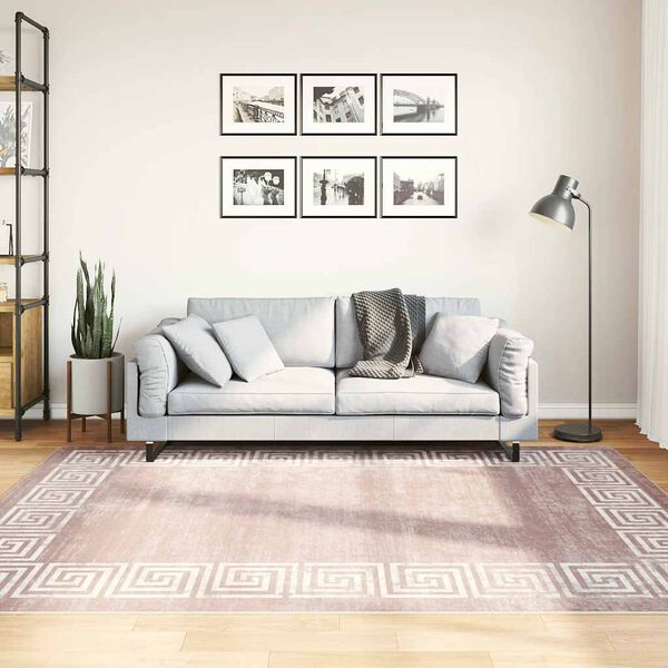 vidaXL Rug Beige 100% Polyester Large Rug Rectangular Trendy