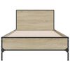 vidaXL Bed Frame Sonoma Oak Engineered Wood, Metal, Plywood Twin Durable