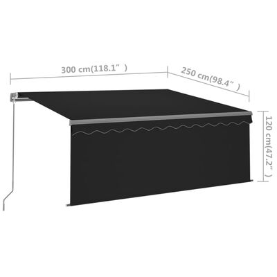 vidaXL Manual Retractable Awning with Blind 9.8'x8.2' Anthracite