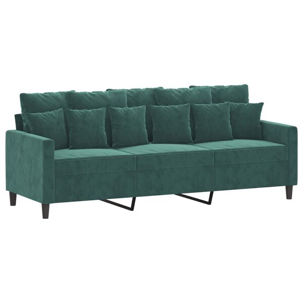 vidaXL 3-seater Sofa Dark Green Velvet (100% polyester), metal, textilene