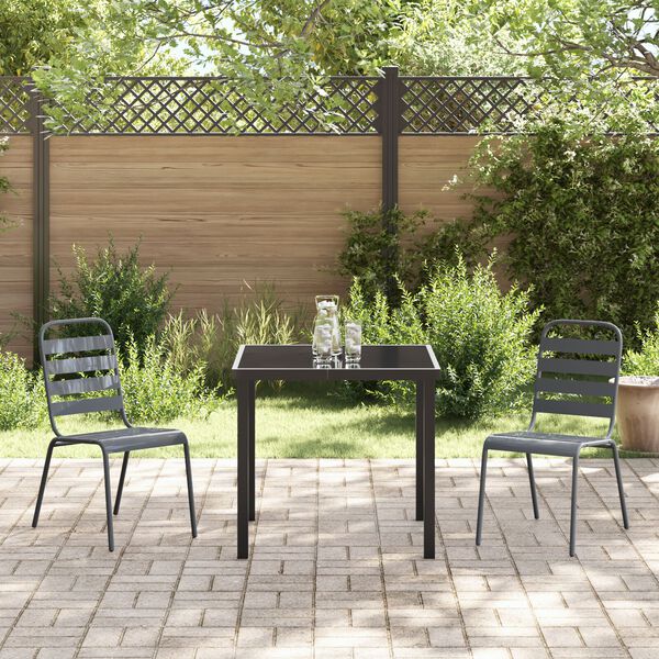 vidaXL Garden Dining Set 5 pcs Dark gray Steel