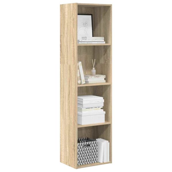 vidaXL Bookcase Sonoma oak Engineered wood Medium Bookcase Rectangular
