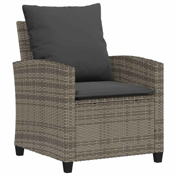 vidaXL Garden Sofa Set Grey PE Rattan Large Removable Covers