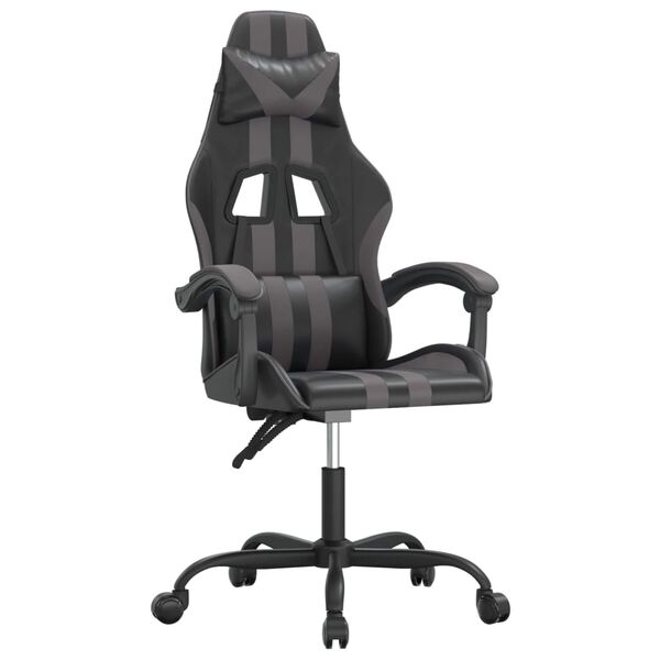 vidaXL Gaming Chair Black and Grey Faux Leather