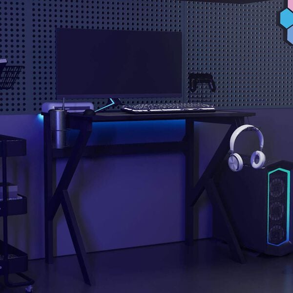 vidaXL Gaming Desk Black Engineered wood 35.4 in x 23.6 in x 29.5 in