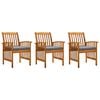 vidaXL Patio Dining Chairs 3 pcs with Cushions Solid Acacia Wood
