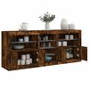 vidaXL Sideboard with LED Lights Smoked Oak 63.8"x14.6"x26.4"