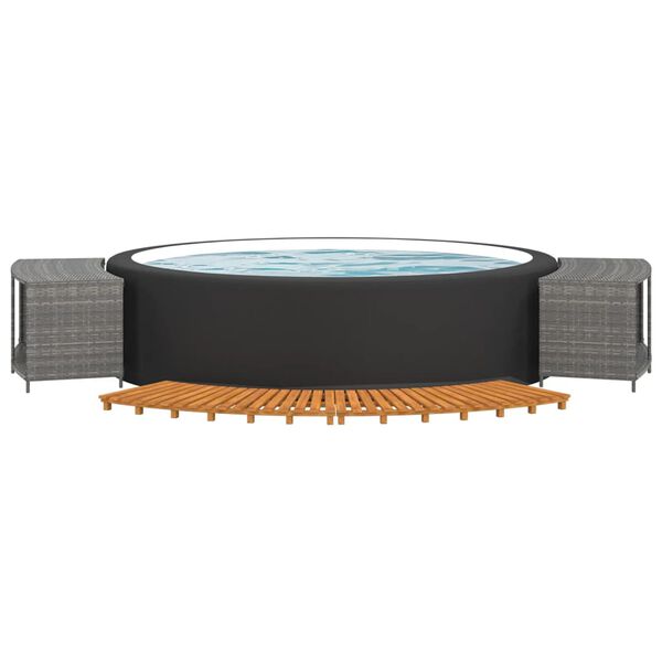 vidaXL Hot Tub Surround Gray Poly Rattan and Solid Wood Acacia