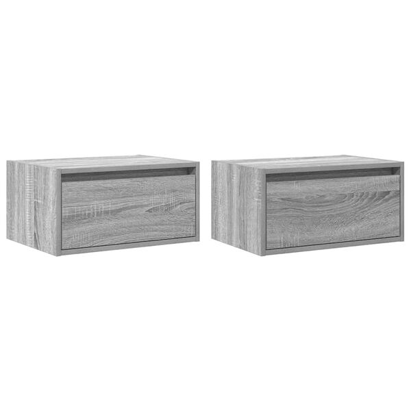 vidaXL Wall-mounted Bedside Cabinet Set of 2 Grey Sonoma Engineered wood
