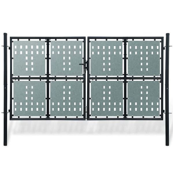 vidaXL Black Single Door Fence Gate 118.1x78.7"