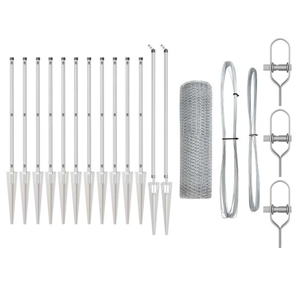 vidaXL Fence Post Silver 82.02 x 1.64 ft (0.98 in mesh) Steel