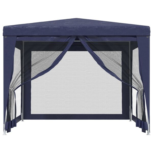 vidaXL Party Tent with 4 Mesh Sidewalls Blue 9.8'x9.8' HDPE