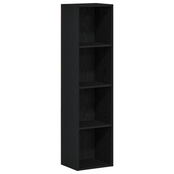 vidaXL Book Cabinet Black Oak 14.17 x 11.81 x 56.30 in Engineered Wood