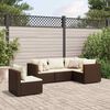 vidaXL Patio Lounge Set Brown PE Rattan, Powder-Coated Steel, 100% Polyester