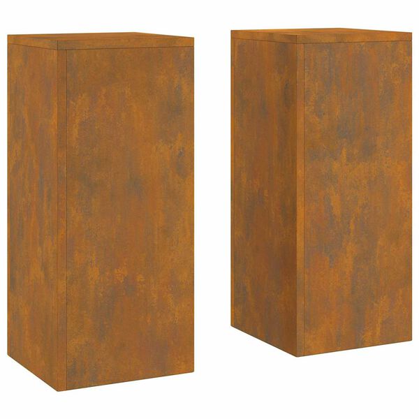 vidaXL Plant Stand 2 pcs Rusty 9.45 x 9.45 x 21.65 in Weathering Steel