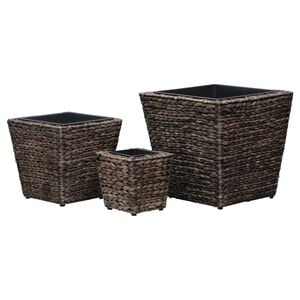 vidaXL Raised Bed Set of 3 Brown Water hyacinth, Steel