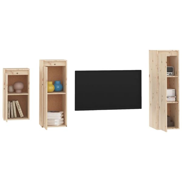 vidaXL TV Cabinet Set of 3 Pine Solid pine wood Small to Large