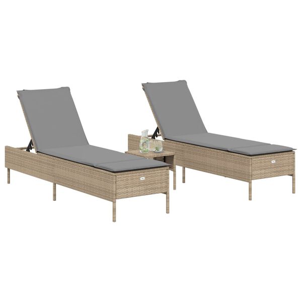 vidaXL Sun Lounger Beige PE rattan, powder-coated steel