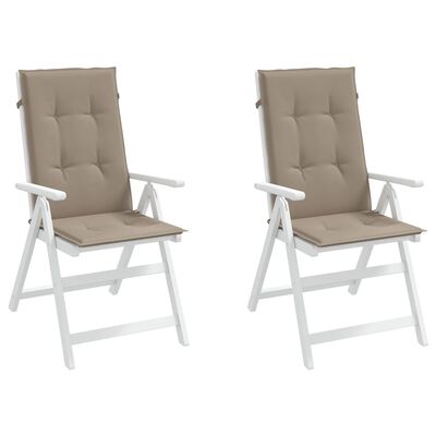 vidaXL Garden Highback Chair Cushions 2 pcs Taupe 47.2"x19.7"x1.2" Fabric